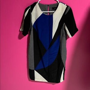 Mossimo Supply Co. Black and Blue Geometric Midi Dress